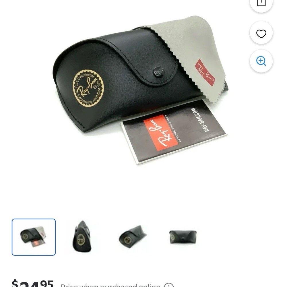 Ray-Ban Black Sunglass Case with Gray Cleaning Cloth